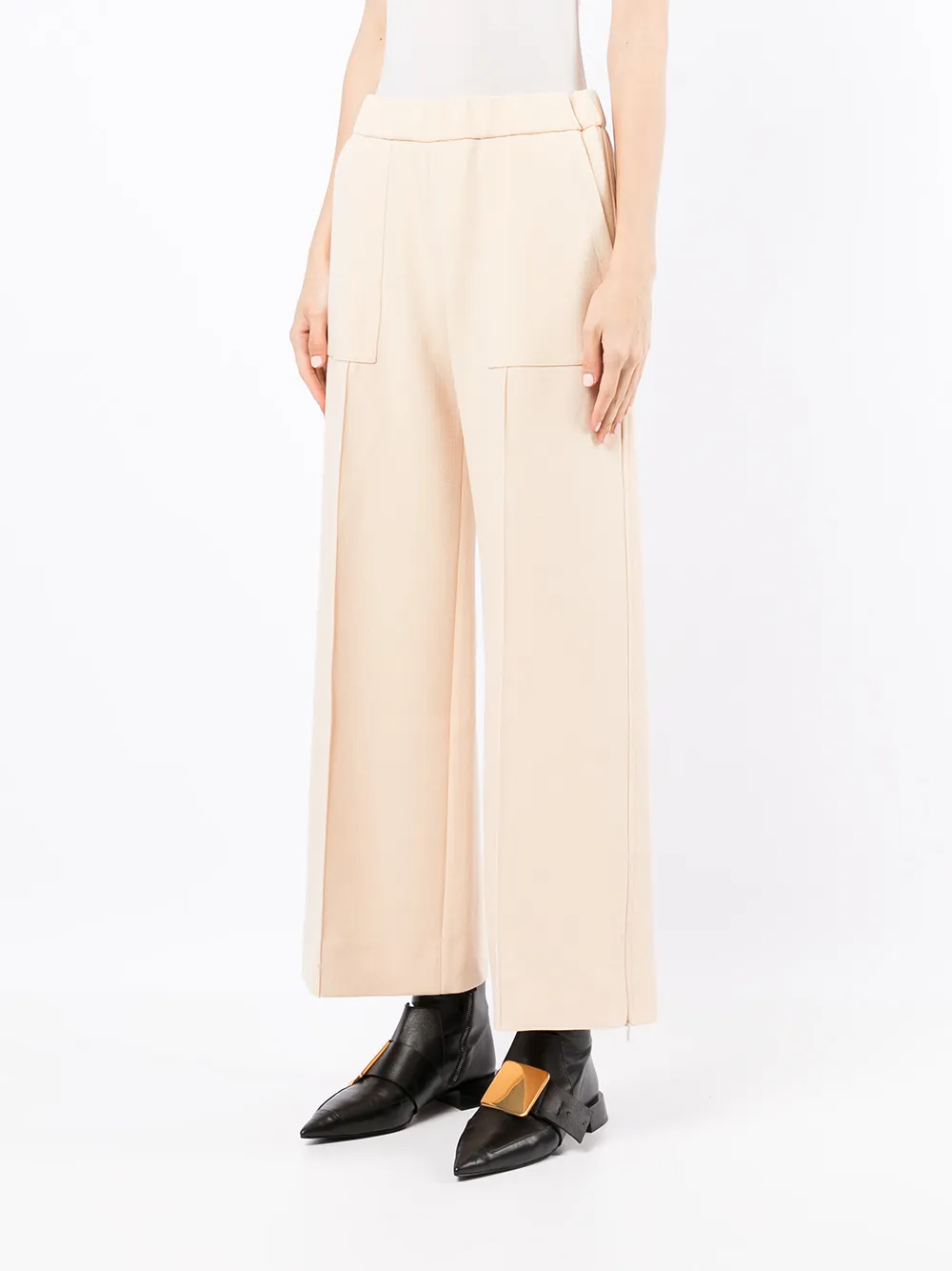 Шерстяные брюки широкого кроя JIL SANDER, нейтральный — фото 3