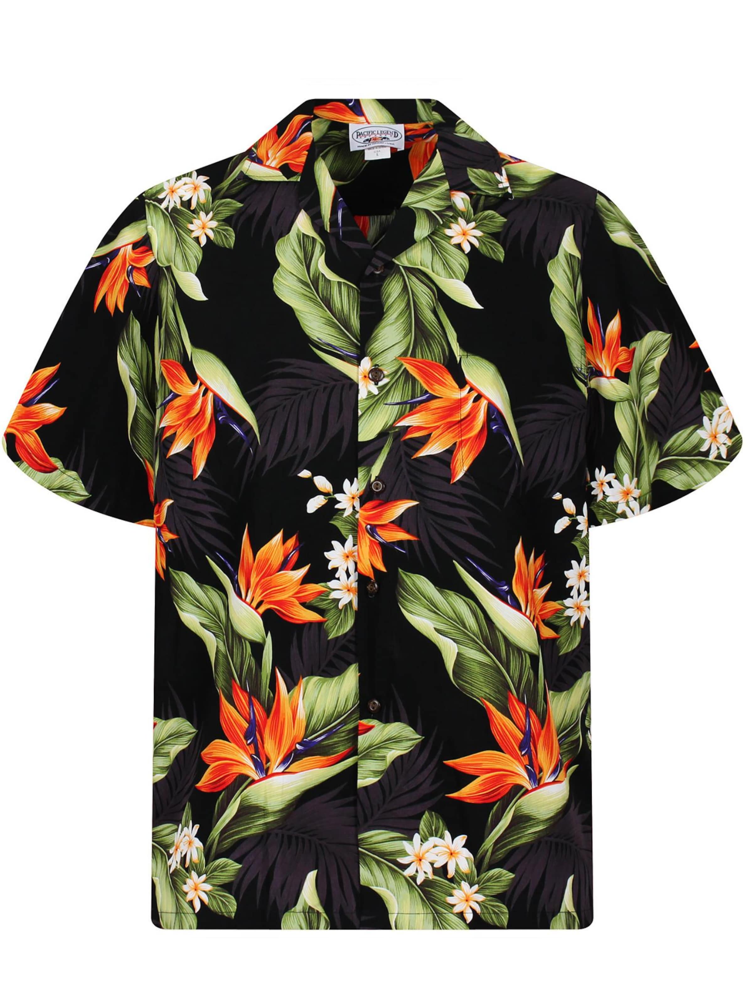 

Pacific Legend Рубашка на пуговицах Regular fit 'Strelitzie' в черном цвете