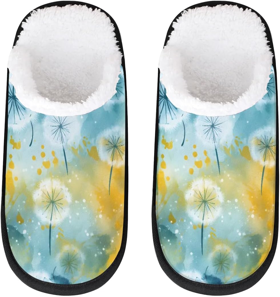 

Домашние тапочки для женщин и мужчин, уютные тапочки с противоскользящей подошвой, теплые плюшевые тапочки для дома, спальни и путешествий Gublec, Floating Dandelion