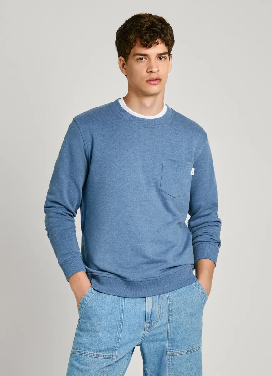 

Толстовка Pepe Jeans "MANS CREW", с нагрудным карманом, синий