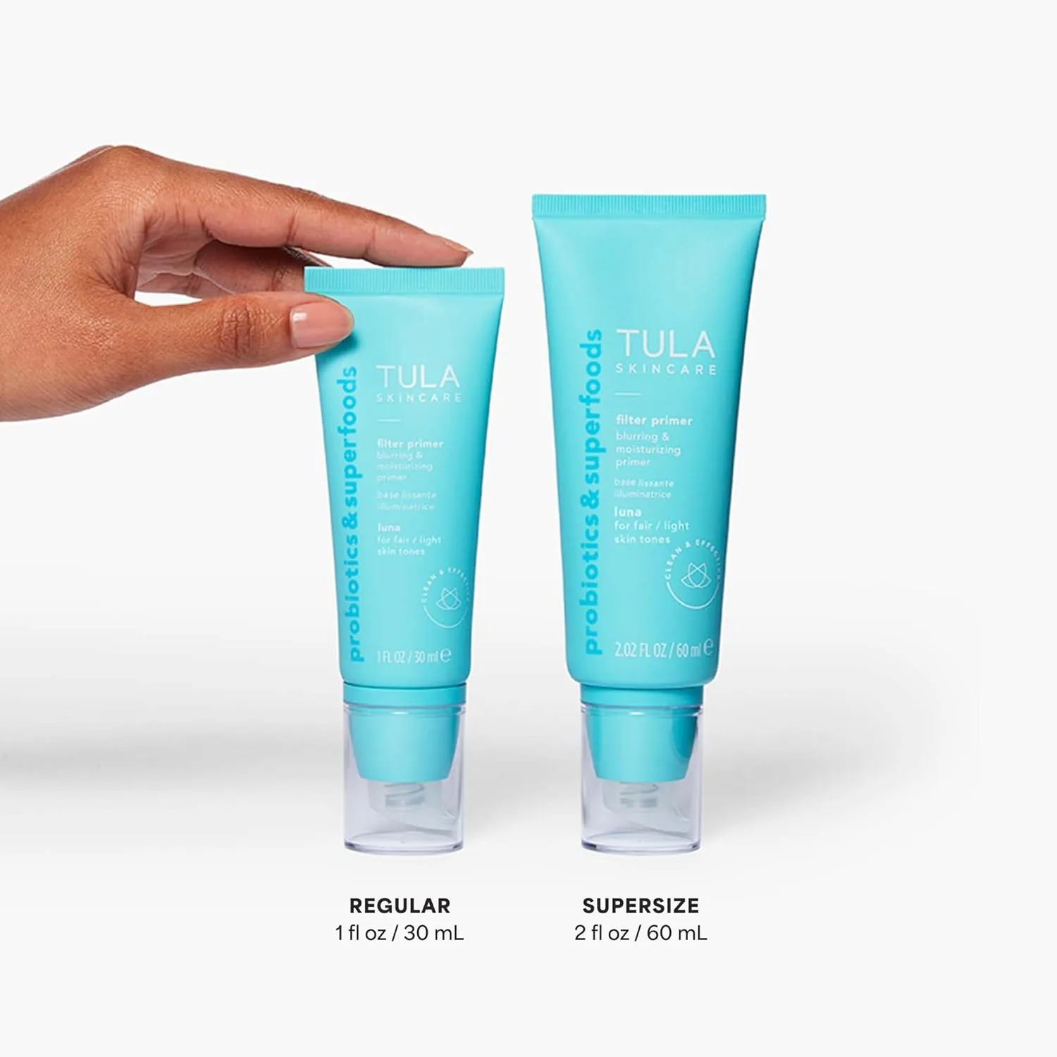 Праймер для лица TULA Skin Care Face Filter Blurring and Moisturizing Primer - Supersize Luna, выравнивает тон кожи и уменьшает покраснения, увлажняет и улучшает стойкость макияжа, 2,02 жидких унции. — фото 3