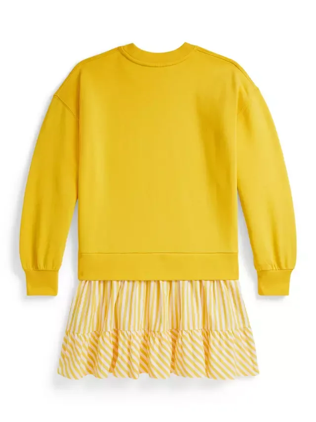 Детское хлопковое платье-толстовка с логотипом пони, ярко-желтого цвета Ralph Lauren — фото 2