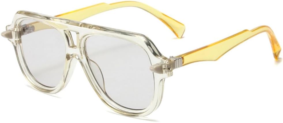 

Мужские солнцезащитные очки в стиле ретро с двойной перемычкой, защита от УФ-излучения UV400, модные градиентные очки, трендовые женские солнцезащитные очки с заклепками, оранжевые солнцезащитные очки TYUVIVO, Yellow Gray