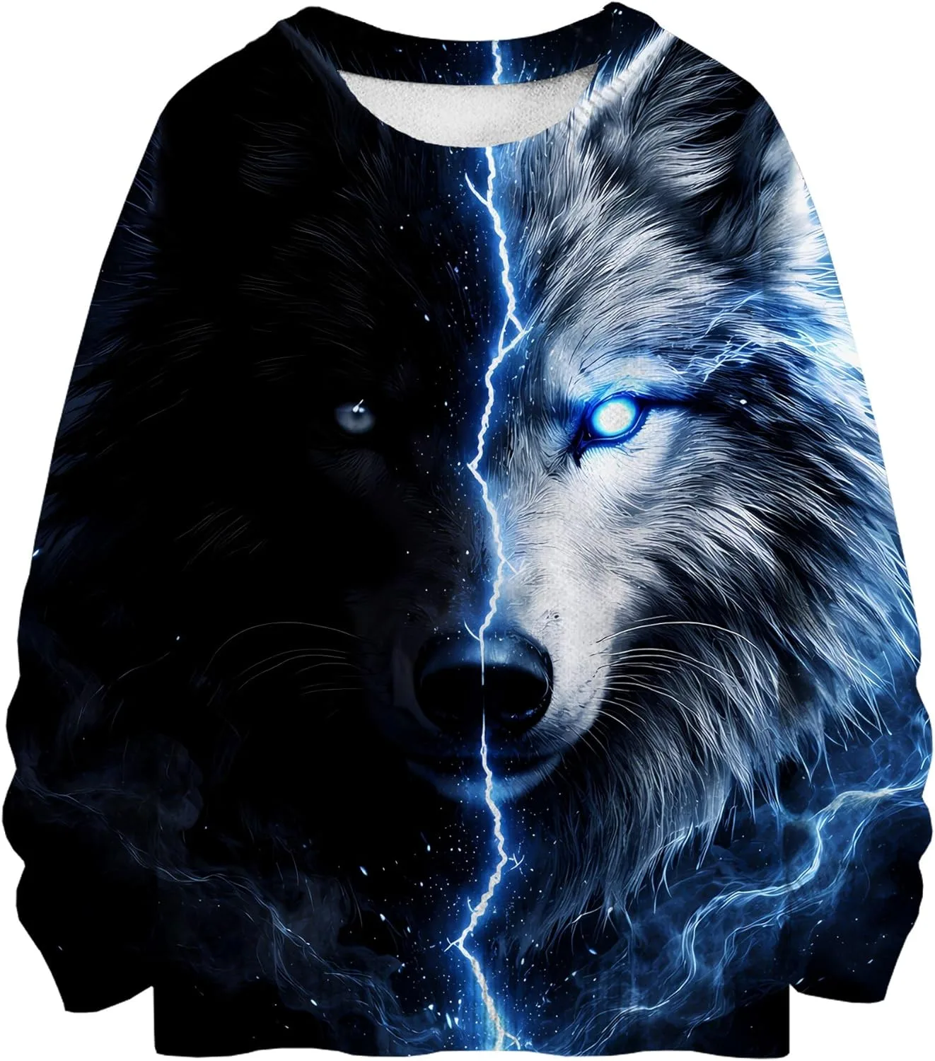 

Толстовка с капюшоном Yin Yang Wolf Lightning, уличный стиль Famigani