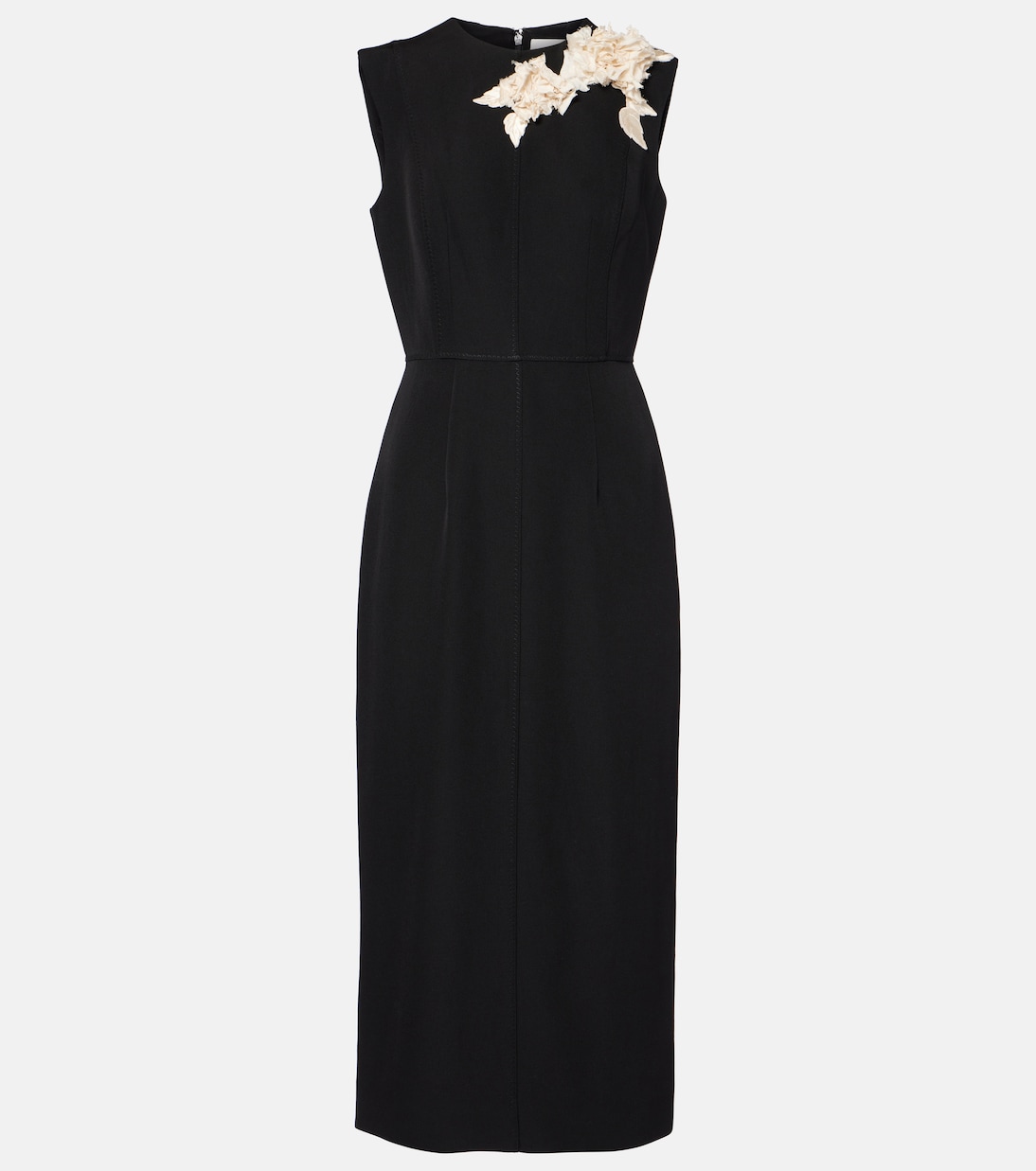 

Асимметричное шерстяное платье миди Erdem, черный