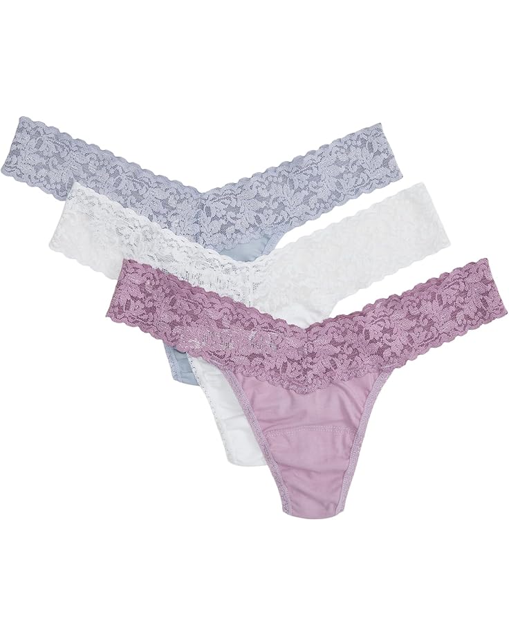 

Стринги Hanky Panky Supima Cotton Low Rise Thong 3 Pack, цвет Water Lily/Dove Grey/White