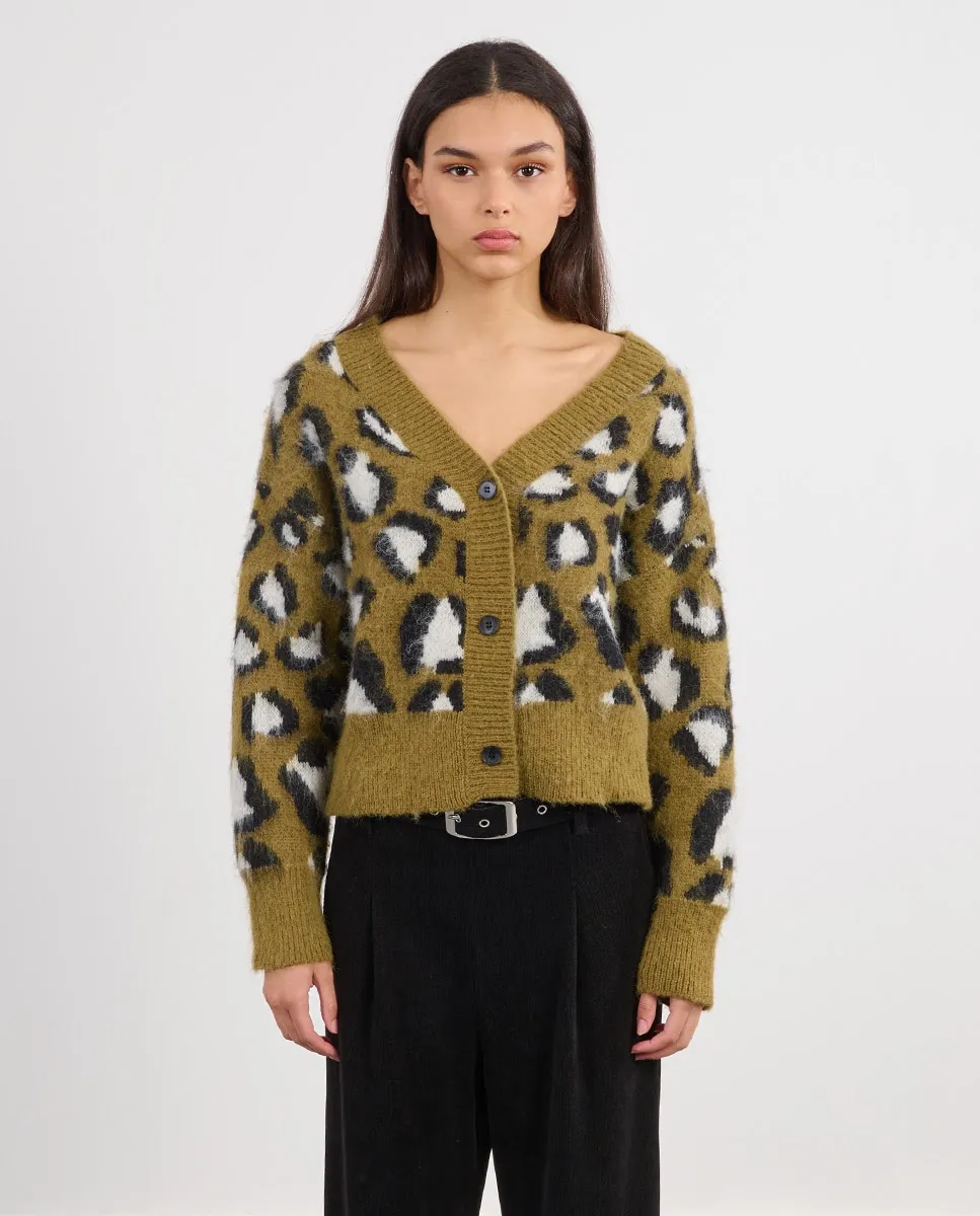 

Женский кардиган с длинным рукавом с животным принтом Lili Sidonio, зеленый