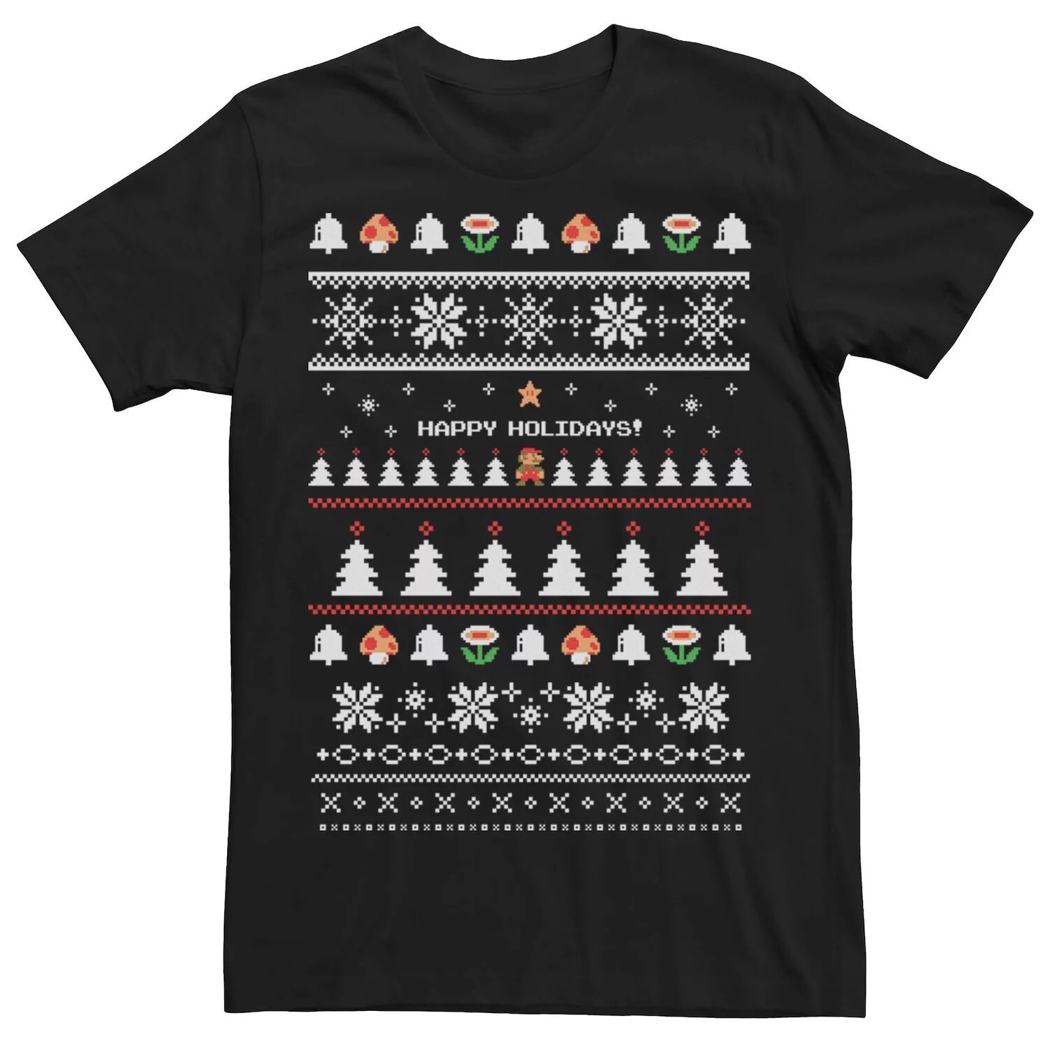 

Мужская футболка Nintendo Super Mario Happy Holidays Pixels Licensed Character