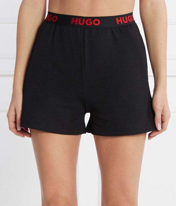 

Шорты женские Hugo Bodywear короткие с логотипом бренда, черный