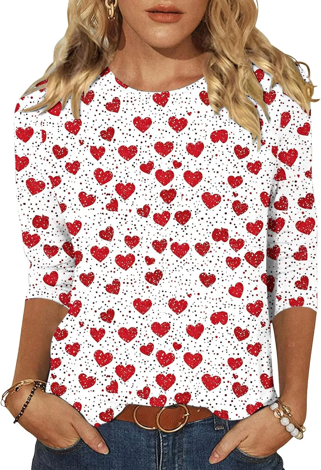 

Женская футболка с принтом Love, 3/4 рукава, легкая Funnyrap