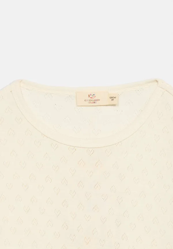 Футболка с длинным рукавом и ажурным узором в виде сердечек Copenhagen Colors, Cream — фото 4