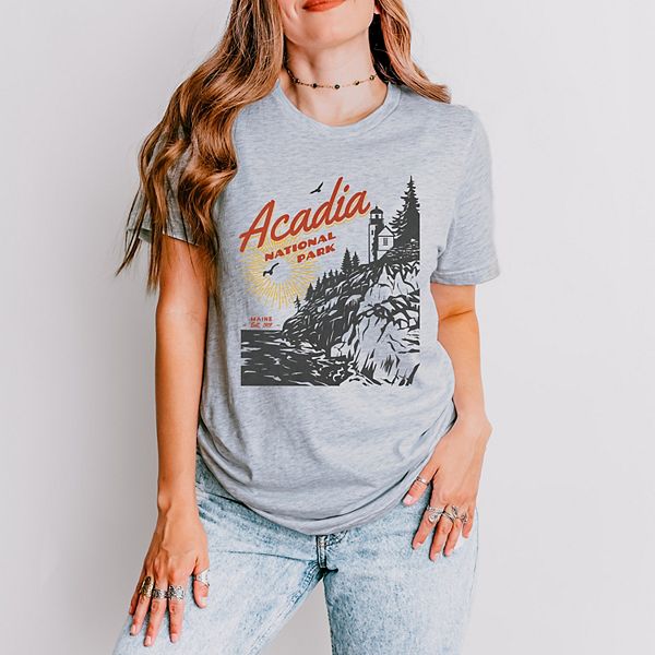 

Футболка с коротким рукавом Acadia national park maine est 1919 Simply Sage Market, Heather Grey
