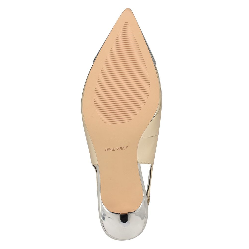 Женские туфли-лодочки Nine West Awaie с открытой пяткой и острым носком, цвет Silver Mirror Metallic — фото 3