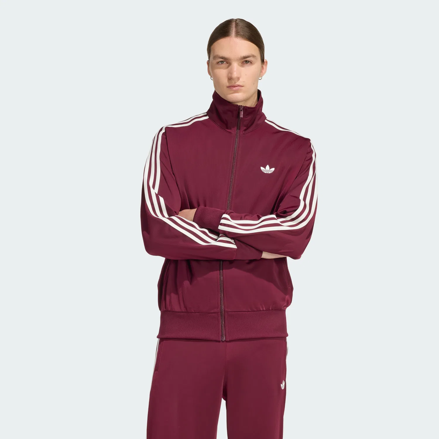 Мужской спортивный топ Adidas Firebird, бордовый/белый