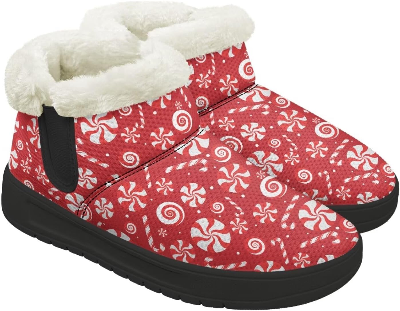 

Рождественские ботинки Forchrinse для женщин и мужчин, зимние пушистые снежные ботильоны, удобные теплые короткие ботинки для прогулок, Christmas Candy