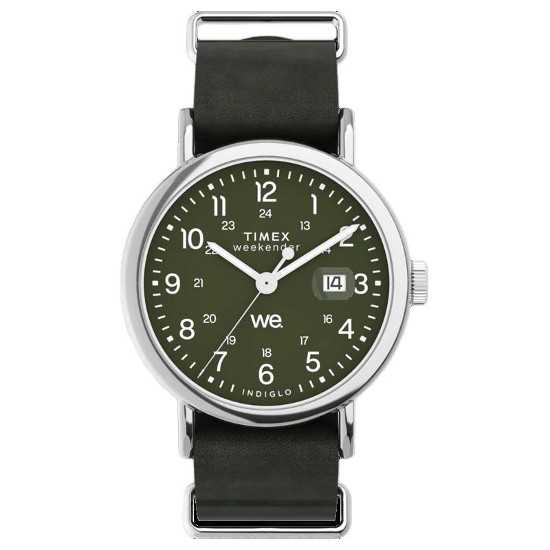 

TIMEX Часы Weekender Series Wrist Watch Quartz Movement Leather Strap 40mm Green Dial Men's Watch, Green Dial