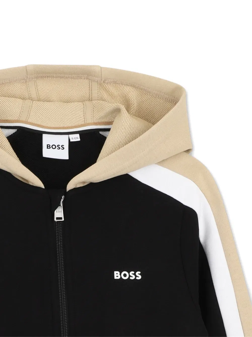 Полосатая толстовка с капюшоном Boss Kidswear, черный — фото 3