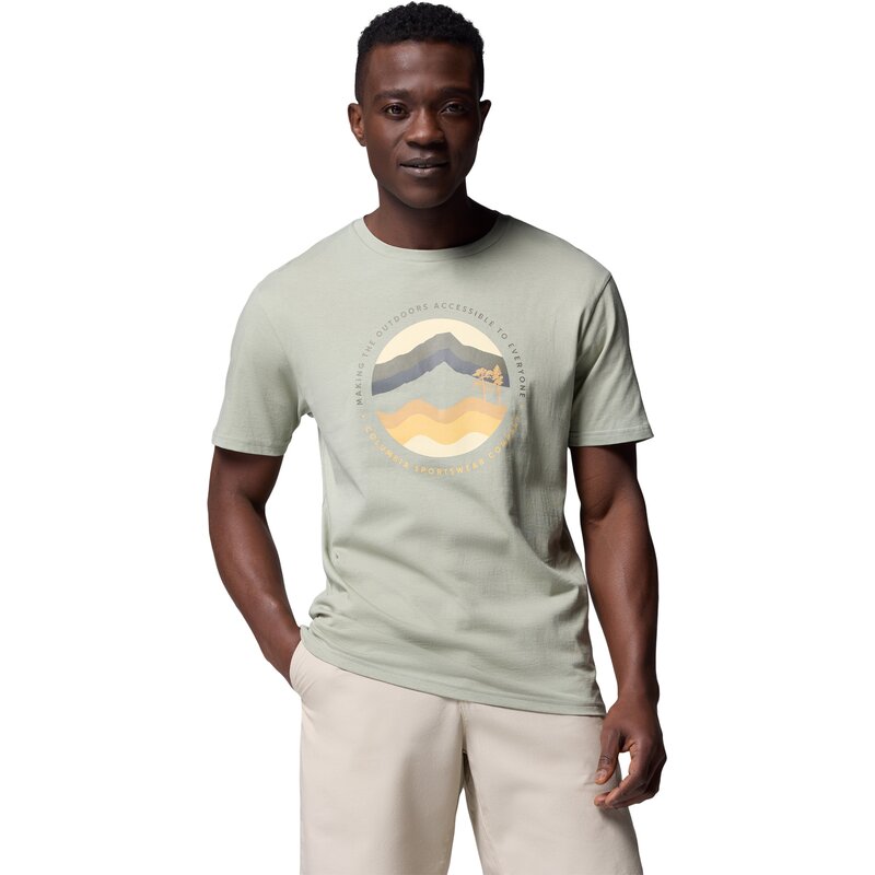 

Футболка с принтом озера и принтом 2 Columbia, цвет safari, circular linescape