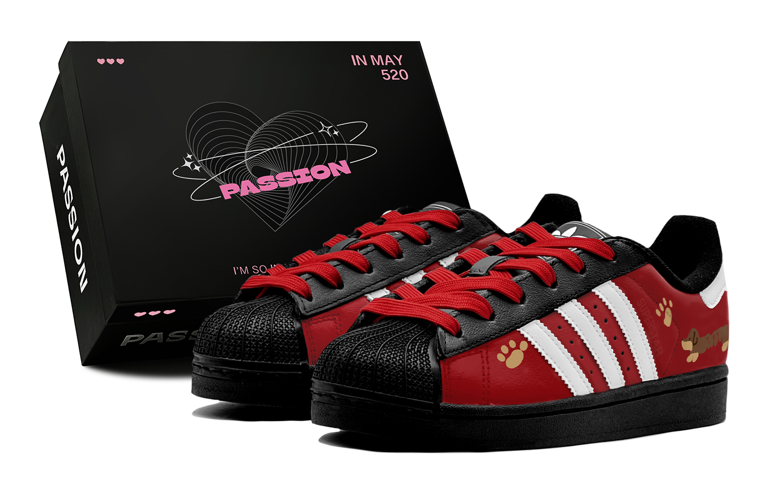 

Adidas Originals Superstar 2 Couple's, Dachshund Charm, Anti Aging, милые низкие кеды для скейтбординга Unisex красный коричневый