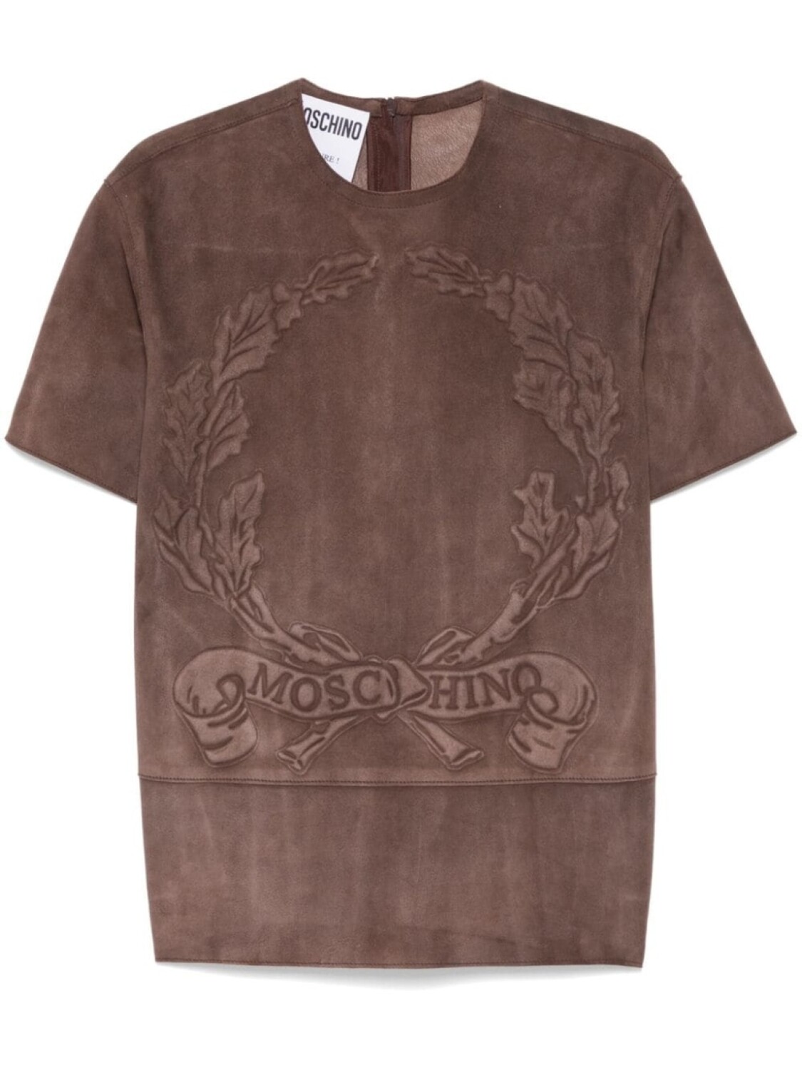 

Футболка из замши с тисненым мотивом Moschino, коричневый