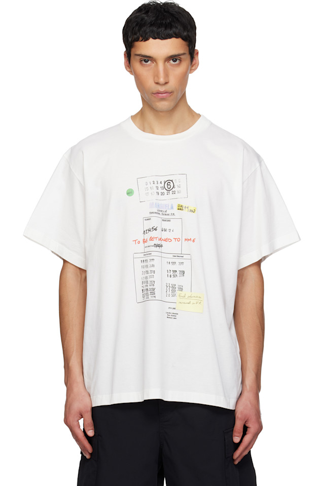 

Mm6 Maison Margiela Футболка Off-White с библиотечной маркой