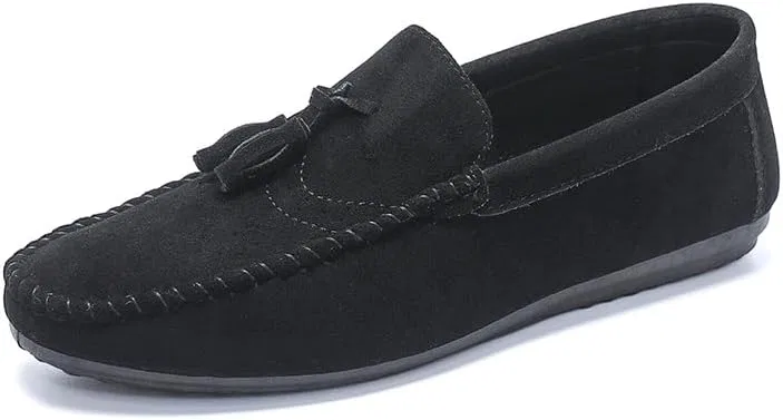 Лоферы мужские кожаные с кисточкой, Round Toe, Black SayfuR