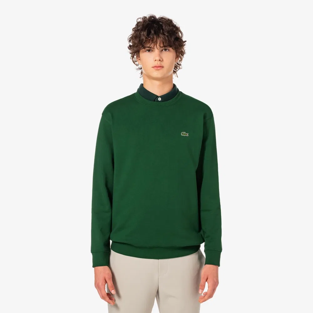 Мужской базовый свитшот Lacoste с круглым вырезом, зелёный