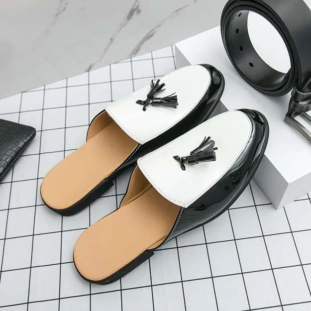 Лоферы мужские повседневные Half Shoes, черно-белые — фото 4
