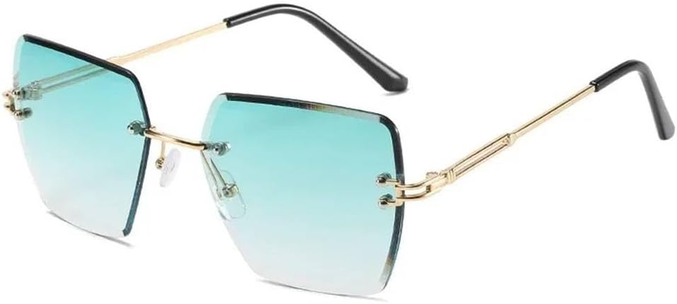 

Винтажные безободковые металлические солнцезащитные очки для женщин, солнцезащитные очки для мужчин, модные панк-очки для женщин, стильные солнцезащитные очки KTUCN, Green