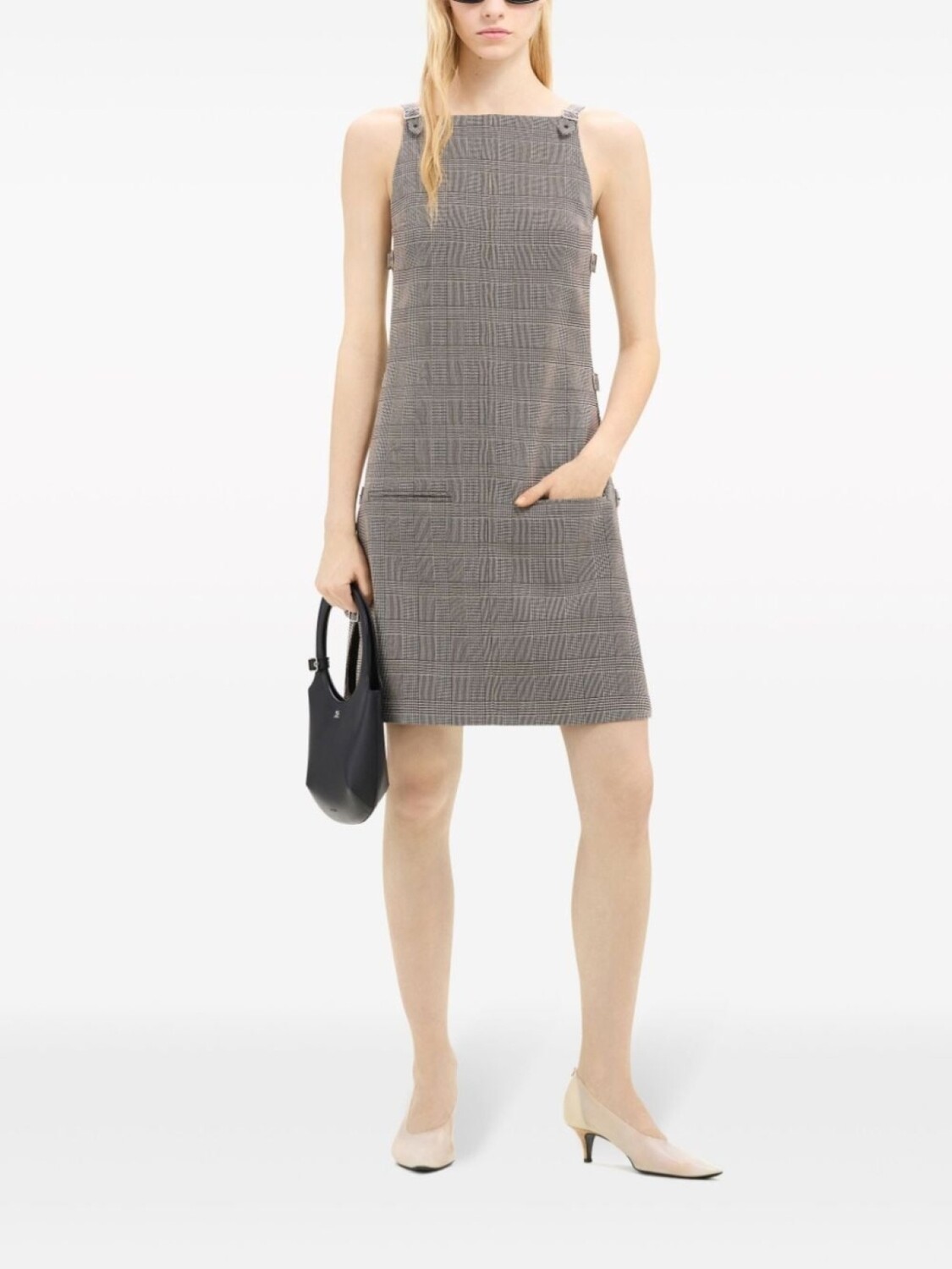 

Courrèges платье мини в клетку Prince of Wales, черный