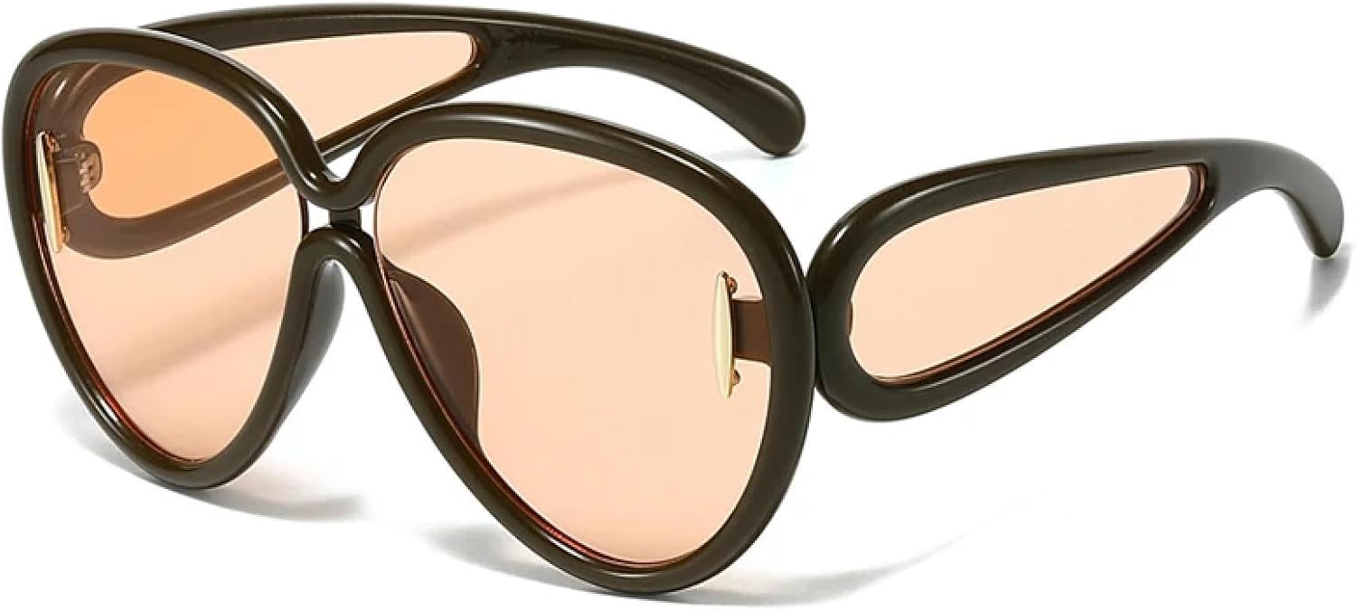 

Спортивные солнцезащитные очки большого размера в стиле стимпанк для женщин и мужчин, очки с индивидуальным дизайном, роскошные очки для женщин, защитные очки от УФ-излучения UV400 TKKTLLT, Coffee Tea