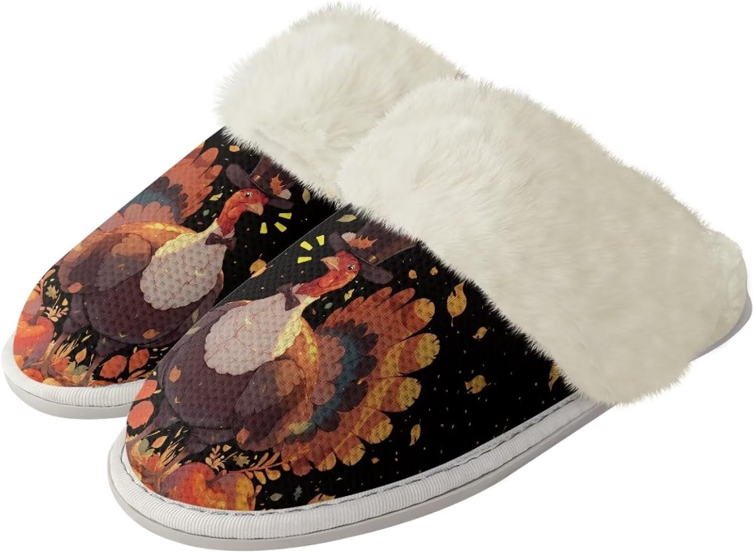 

Домашние тапочки для женщин и мужчин с тематикой Дня благодарения, мягкие, уютные, легкие, для спальни Zhangruoheng, Thanksgiving Turkey Print