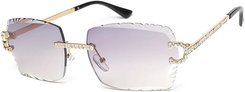 

Модные солнцезащитные очки без оправы с бриллиантами для женщин, металлические солнцезащитные очки класса люкс с защитой от УФ-излучения UV400 TKKTLLT, C13