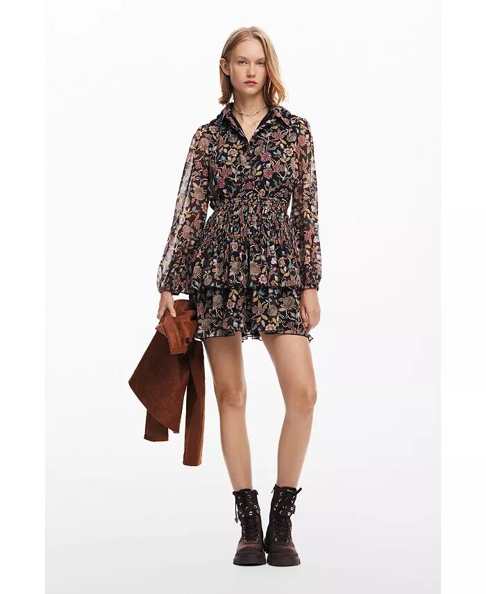 

Короткое женское платье с цветочным принтом Desigual, мультиколор