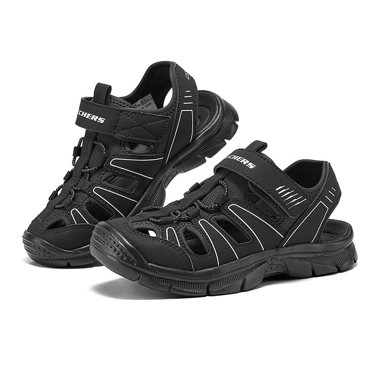 Устойчивые к скольжению, устойчивые к истиранию, дышащие сандалии Low Top черный/серебристый Kids' Skechers Kids, черный/серебряный — фото 3