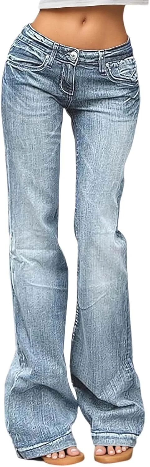 

Женские джинсы флэра Y2K 90s bootcut low rise vintage distressed denim bell bottoms FAEXUM