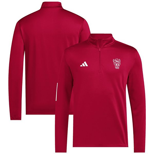 Мужская красная куртка nc state wolfpack strategy полузип для гольфа Adidas — фото 2