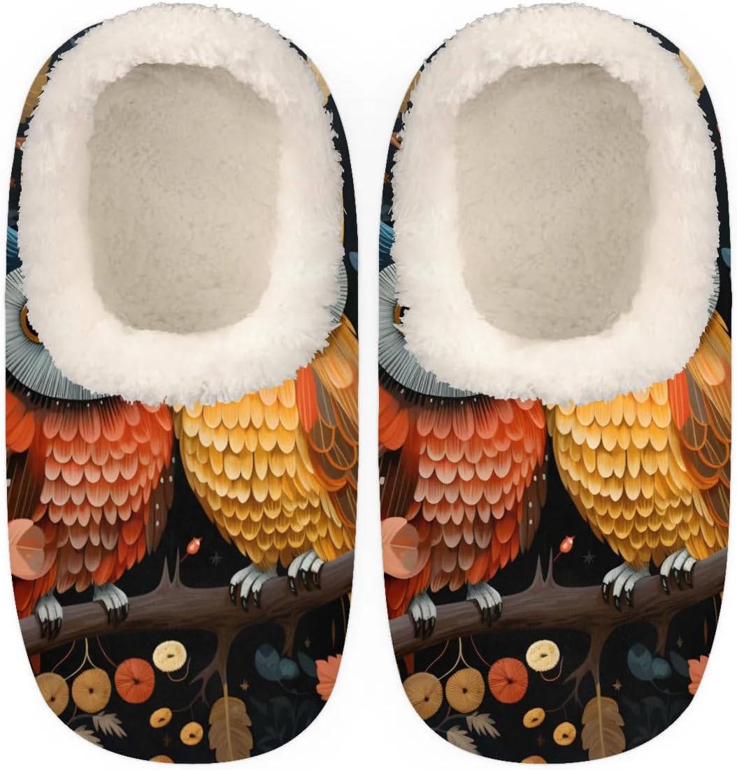 

Тапочки QsirBC Tree Owls для женщин и мужчин, мягкие с эффектом памяти, с противоскользящей подошвой, для дома и улицы, уютные, пушистые и теплые, Tree Owls M