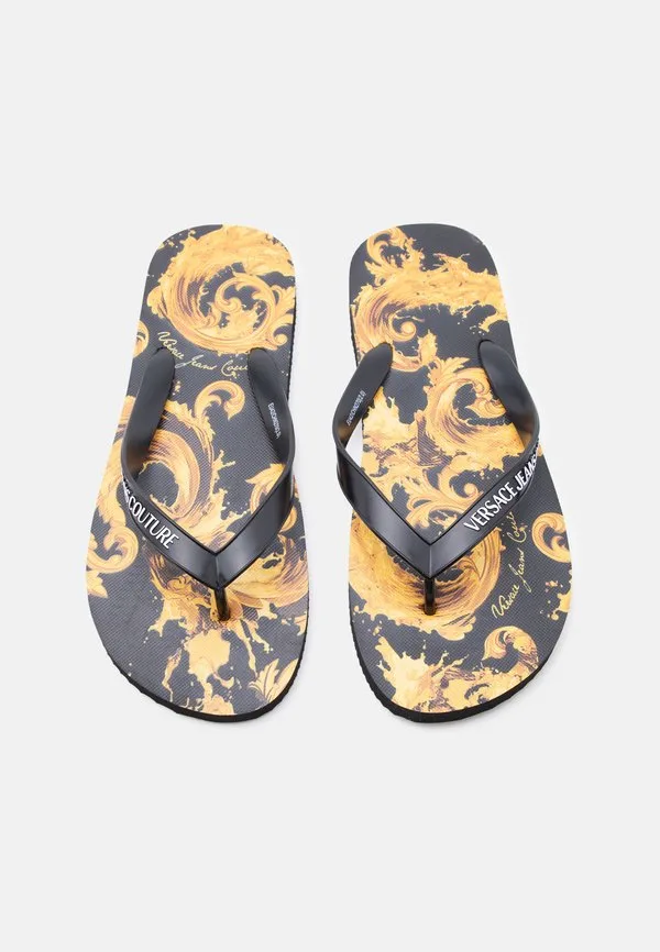 Сандалии fondo с т-образным ремешком, черно-золотистого цвета Versace Jeans Couture, Black/Gold-Coloured — фото 4