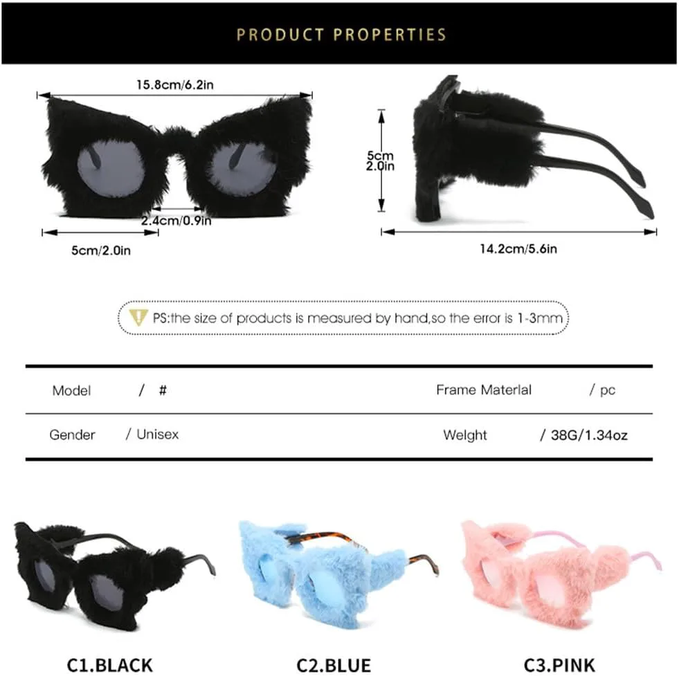 

Плюшевые солнцезащитные очки «Кошачий глаз» для женщин, винтажные, большие, декоративные, зимние, термоизолирующие, с защитой от УФ-излучения UV400 TVTBBVV, White