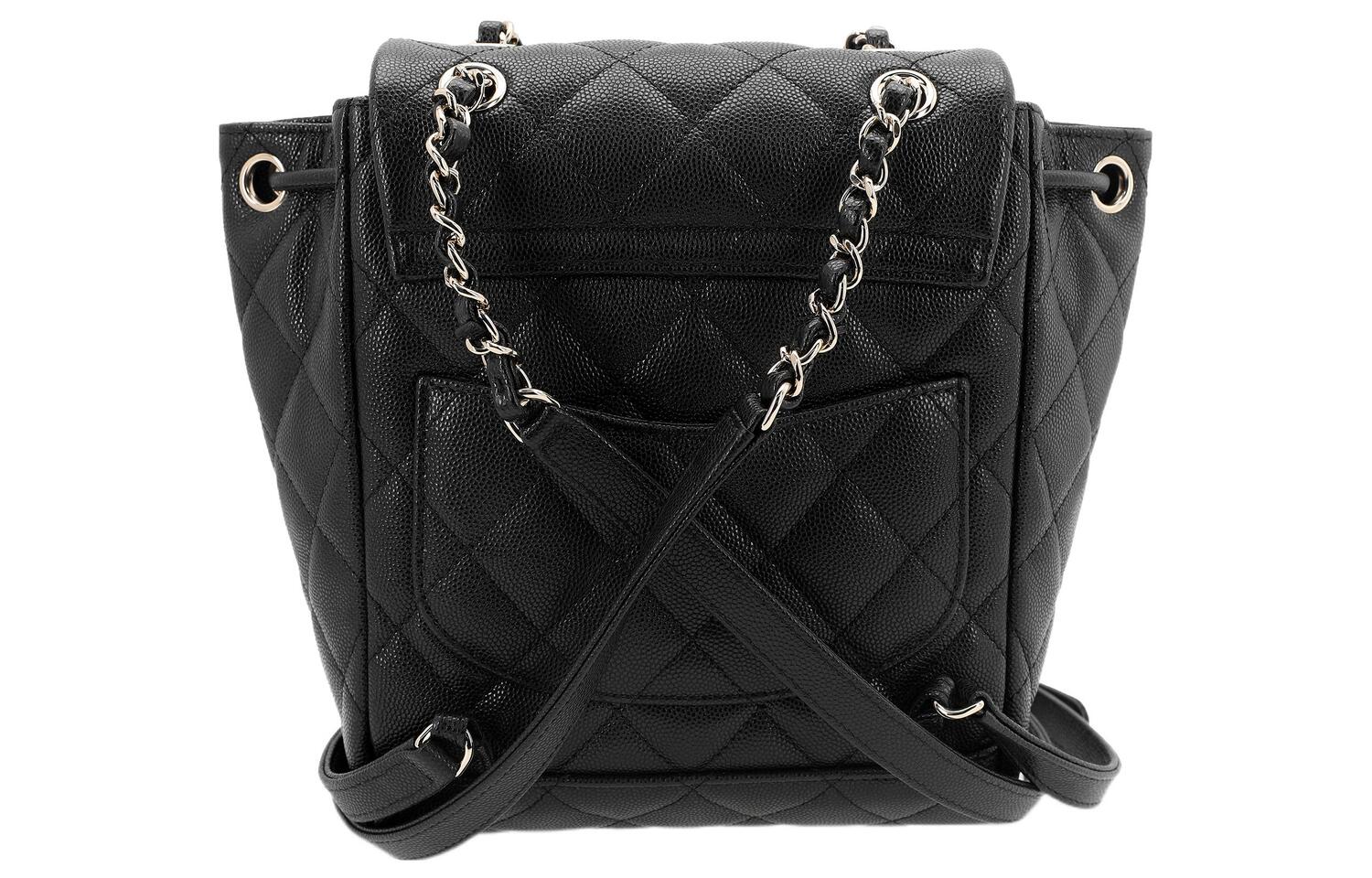 Маленький рюкзак 23S из зернёной телячьей кожи чёрный AS4058 CHANEL — фото 3
