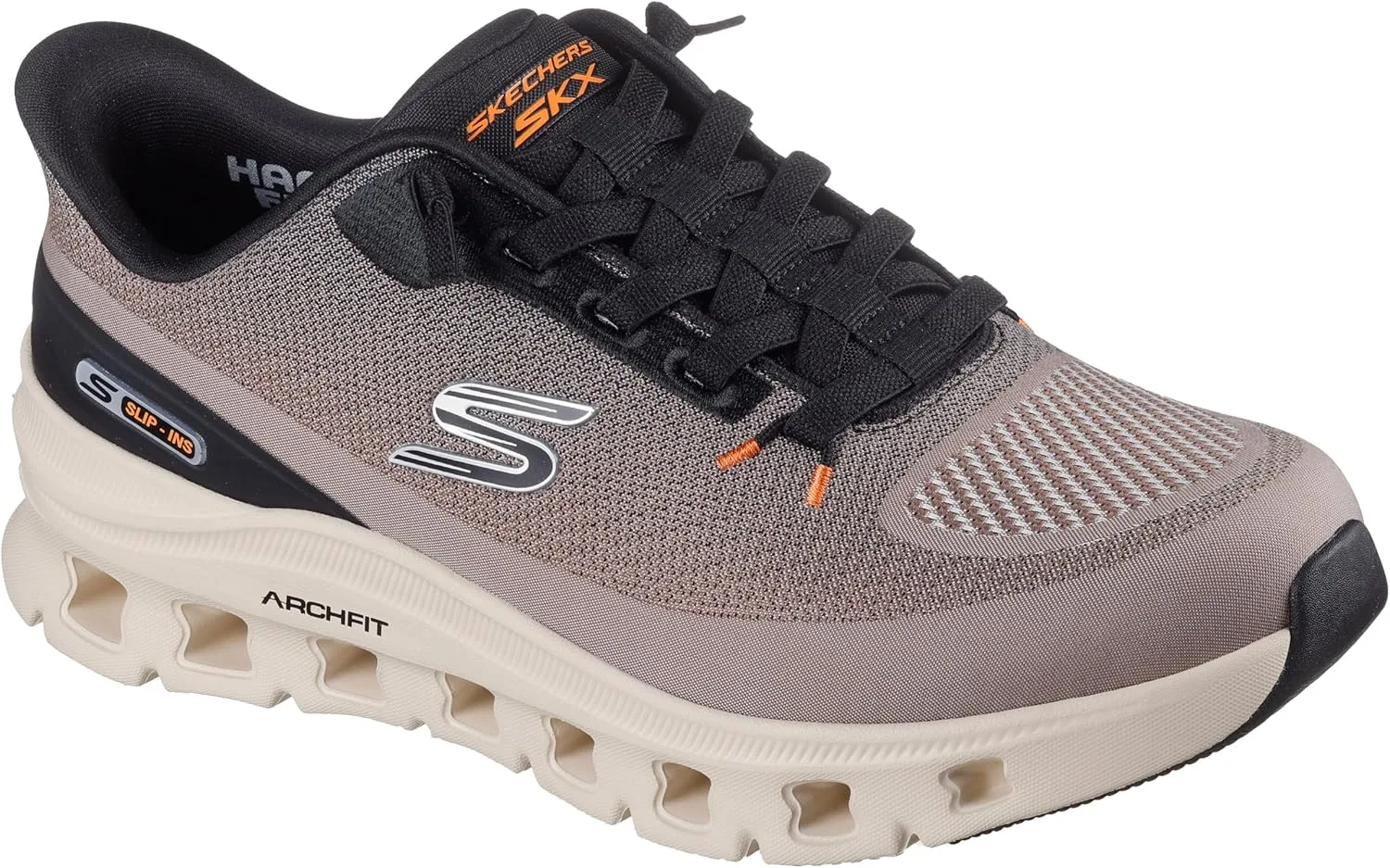 Мужские кроссовки Skechers Arch Fit Glide-Step Pro Hands Free Slip-in Trainers, черный/бежевый — фото 4