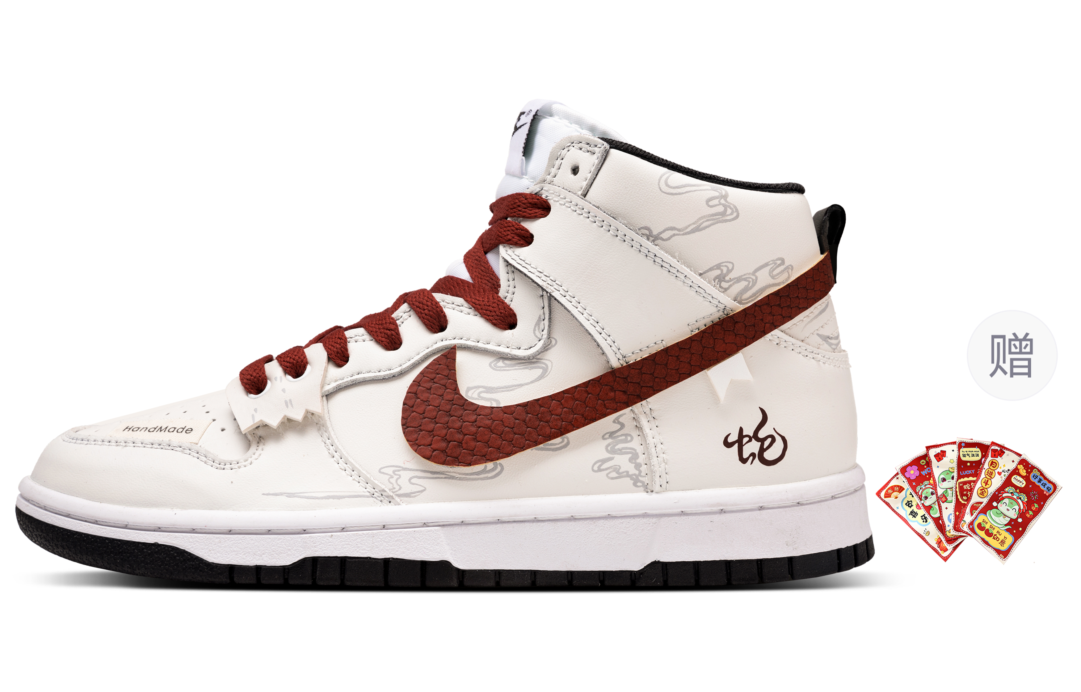 

Nike Кроссовки для скейтбординга Dunk Coverage с противоскользящей амортизацией, высокие, мужские, белые, красные