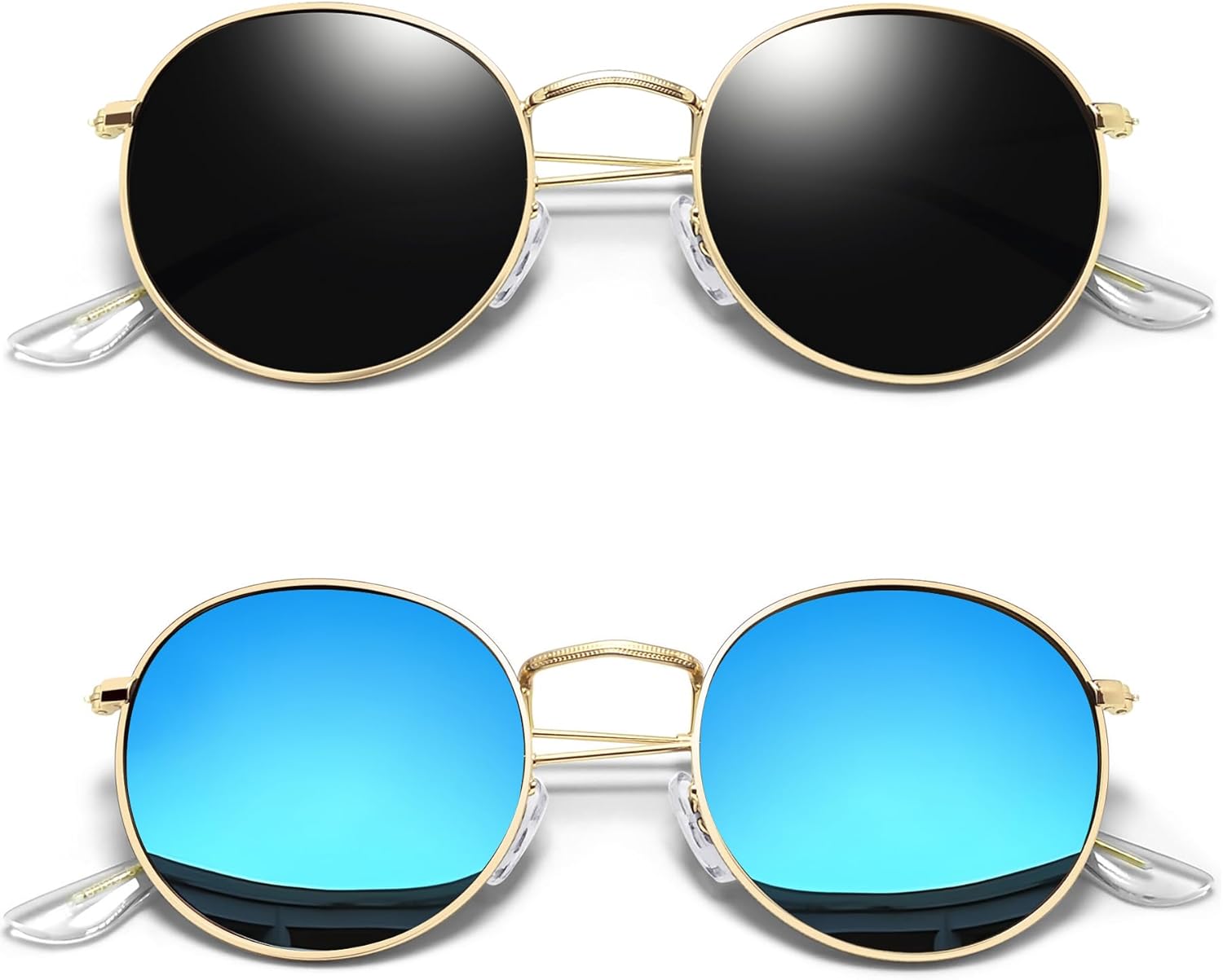 

Винтажные круглые солнцезащитные очки Joopin для женщин, ретро-стиль, поляризованные солнцезащитные очки с защитой UV400, круглые солнцезащитные очки для мужчин, A09- Gold Black + Blue Mirorred