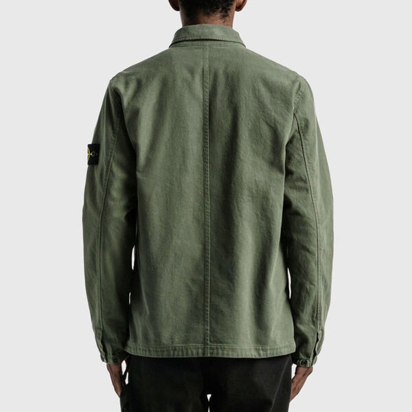 Куртка garment dyed zip shirt overshirt 'sage' Stone Island, зеленый — фото 2