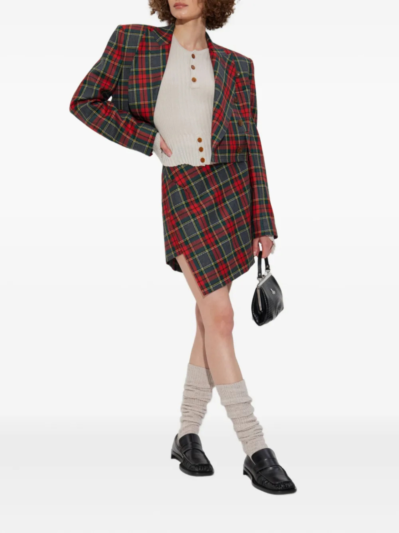 Асимметричная клетчатая мини-юбка Vivienne Westwood, зеленый — фото 2