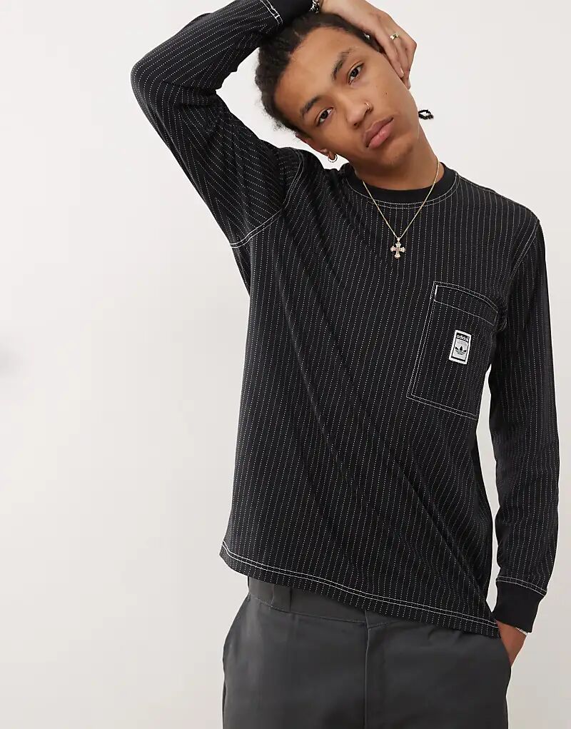 

Футболка с длинными рукавами Wabash черного цвета adidas Originals