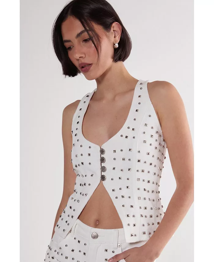 

Женский джинсовый корсет с заклепками Nasty Gal, белый