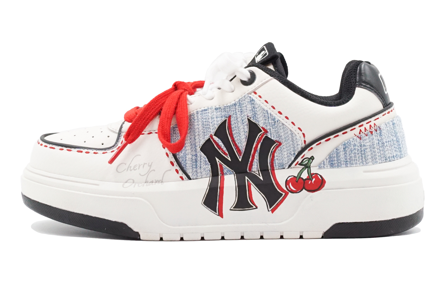 

Чанки лайнер сакура но джинс лоу топ скейтборд обувь унисекс синий белый MLB, голубой