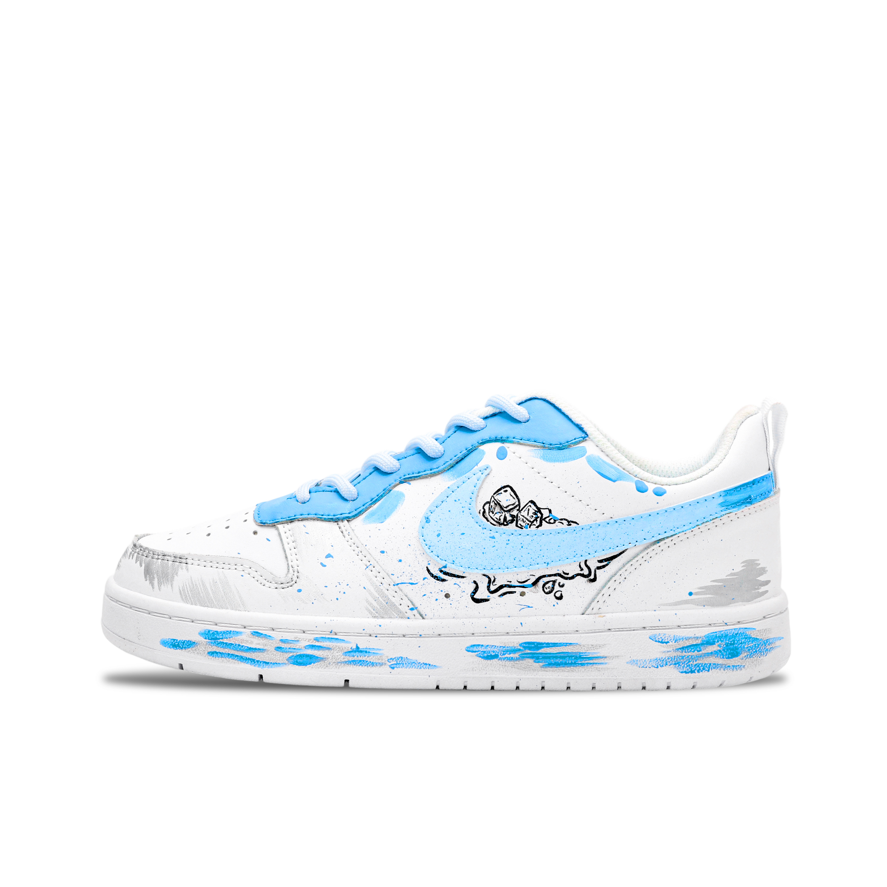 

Nike Детские кроссовки для скейтбординга Court Borough Low 2 с противоскользящей подошвой, устойчивые к истиранию, белые, синие, подростковые
